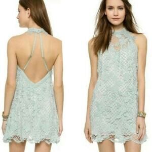 Free People Snowdrop Mint Lace Mini Dress